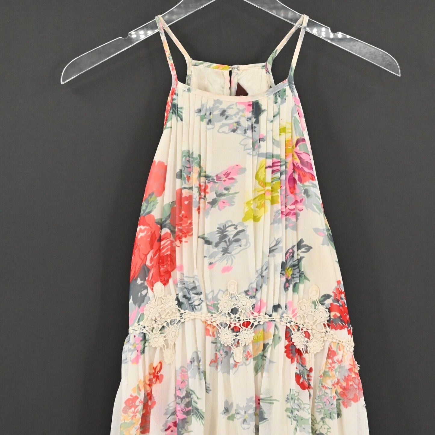 RANNA GILL by ANTHROPOLOGIE Dress Size M Kalila Halter Crochet Floral Coquette