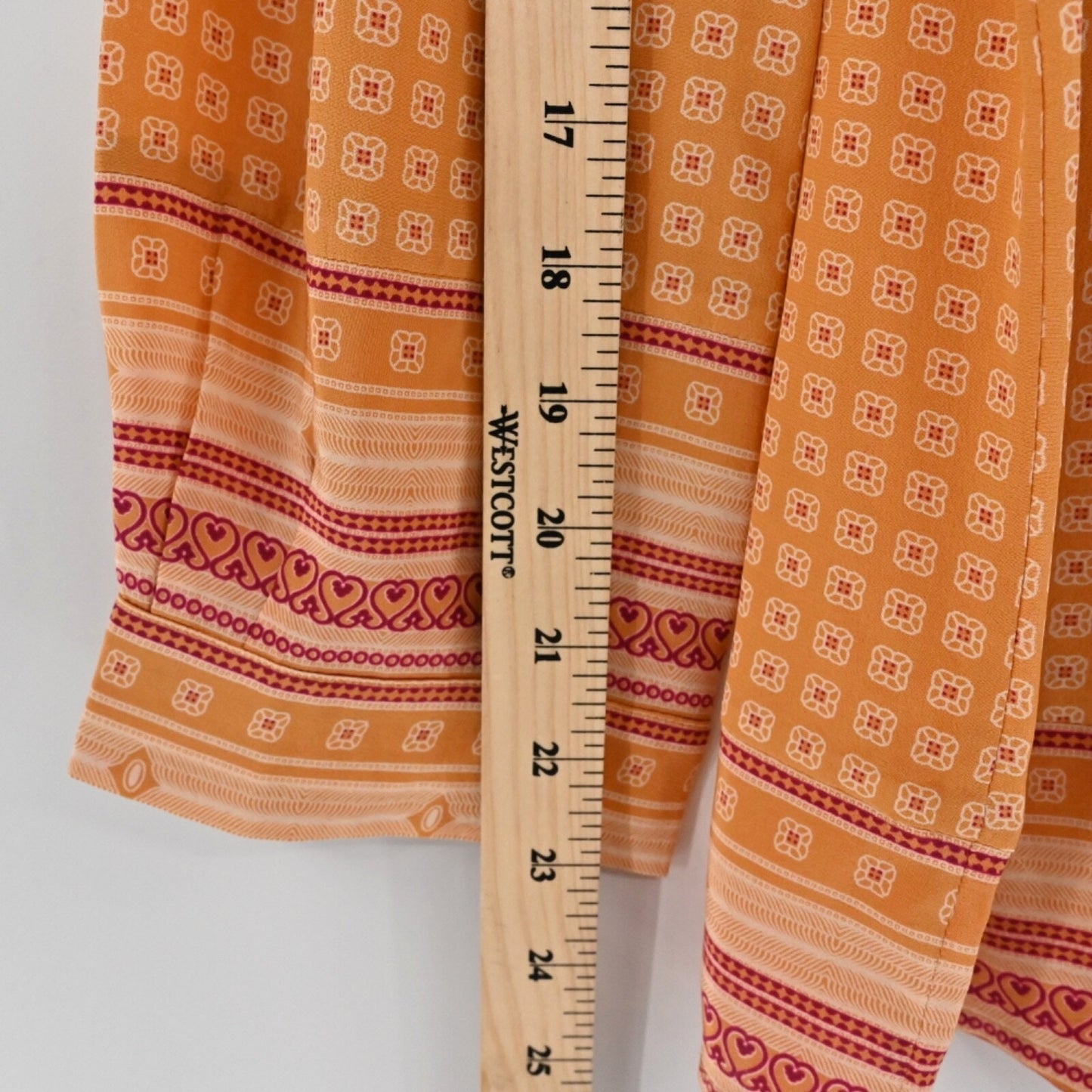 JOIE Womens 100% Silk Top Size M Orange Amy Scarf Print V Neck Long Sleeve Boho
