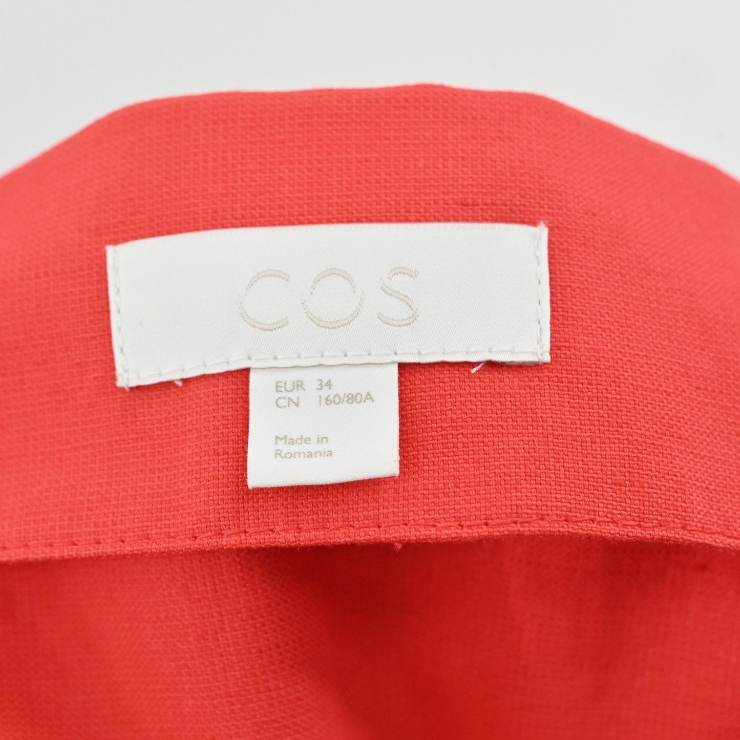 COS Womens Slim Fit Linen Cotton Dress Size 2 Sleeveless Red Minimalist Modern