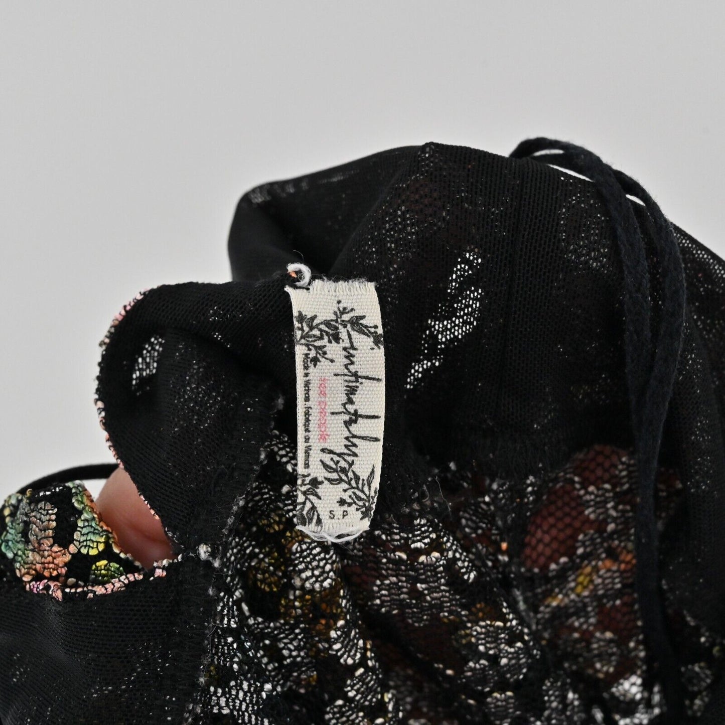 FREE PEOPLE Dress Womens Sz S Intimately Forget Me Not Metallic Floral Mesh Lace