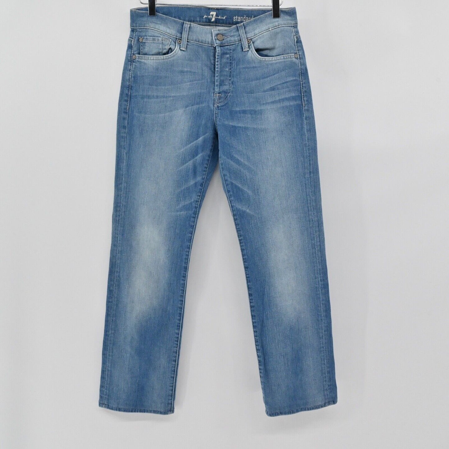 7 FOR ALL MANKIND Jeans Mens Size 31x29 Button Fly Straight Medium Wash Mid Rise