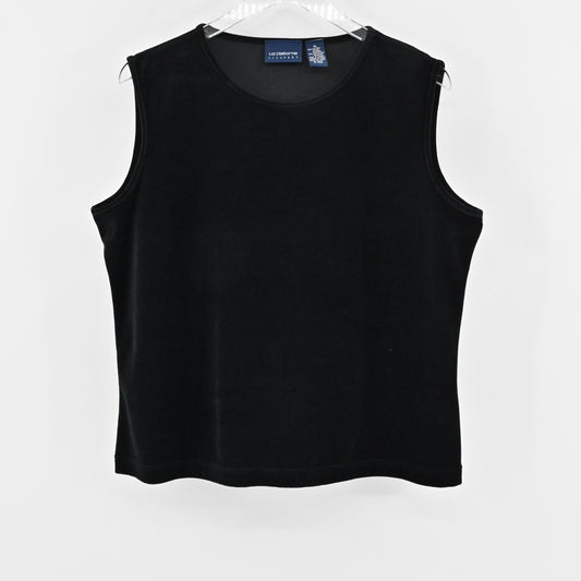 LIZ CLAIBORNE Velvet Top Womens Size XL Black Sleeveless Corpcore Office Cotton