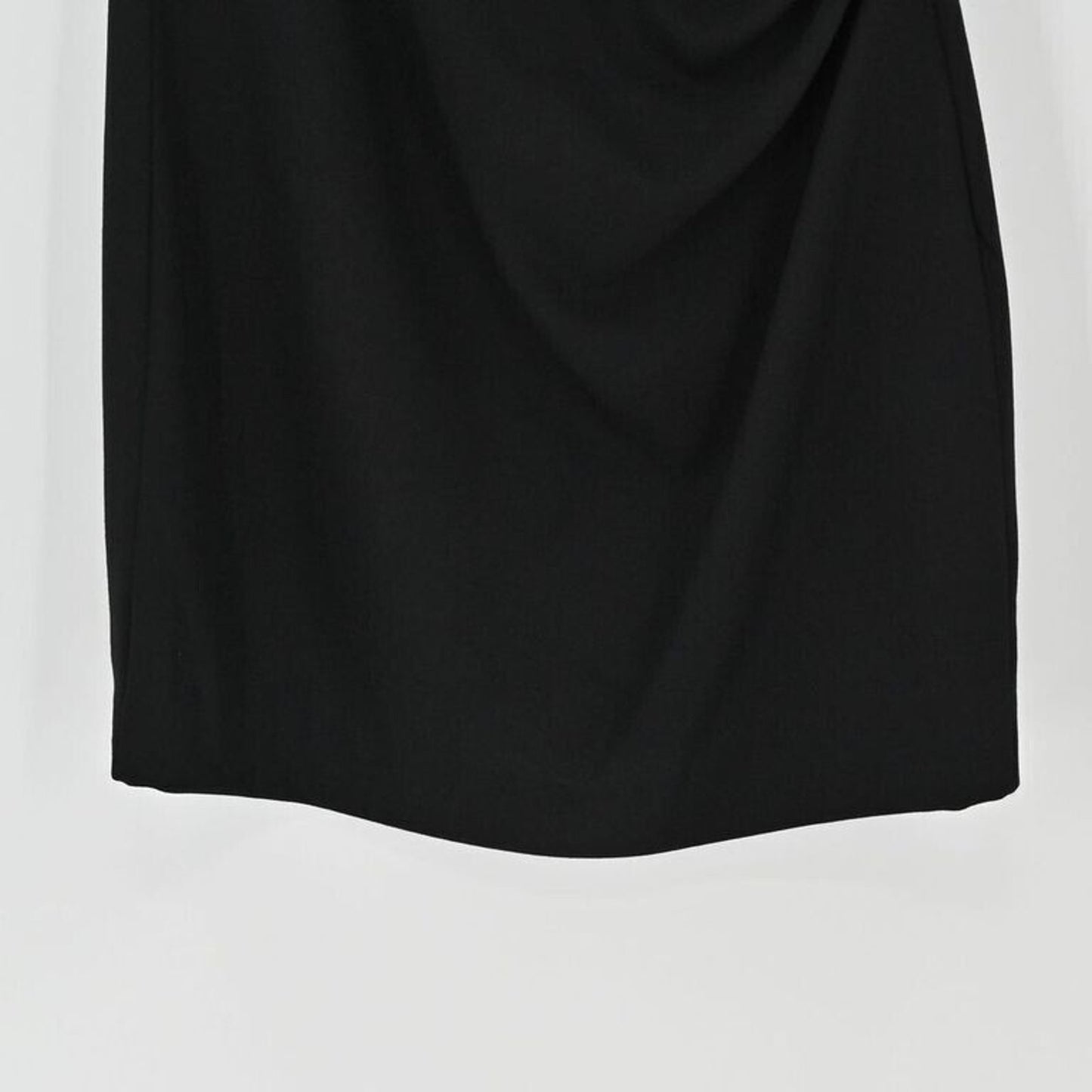 Vtg ESCADA Dress Womens Size 12 Black Virgin Wool Square Neck Ruched Twee Retro