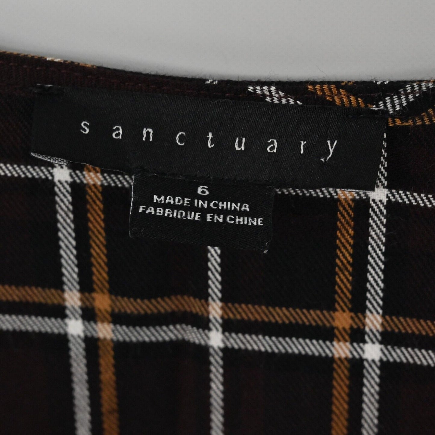 SANCTUARY Dress Womens Size 6 Upbeat Plaid Print Faux Wrap Long Sleeve VNeck