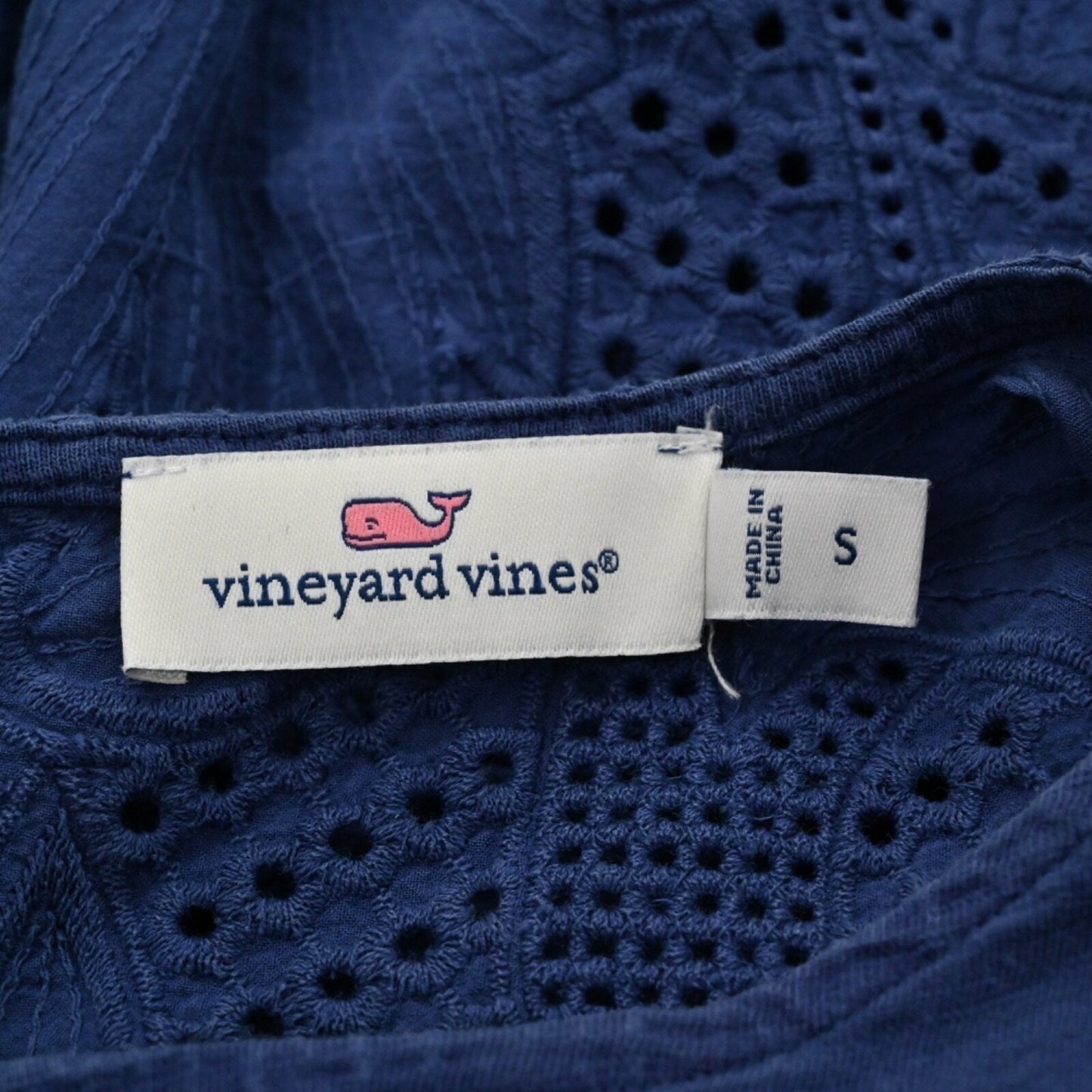 VINEYARD VINES Womens Embroidered Top Size S Blue Floral Eyelet Cotton Preppy