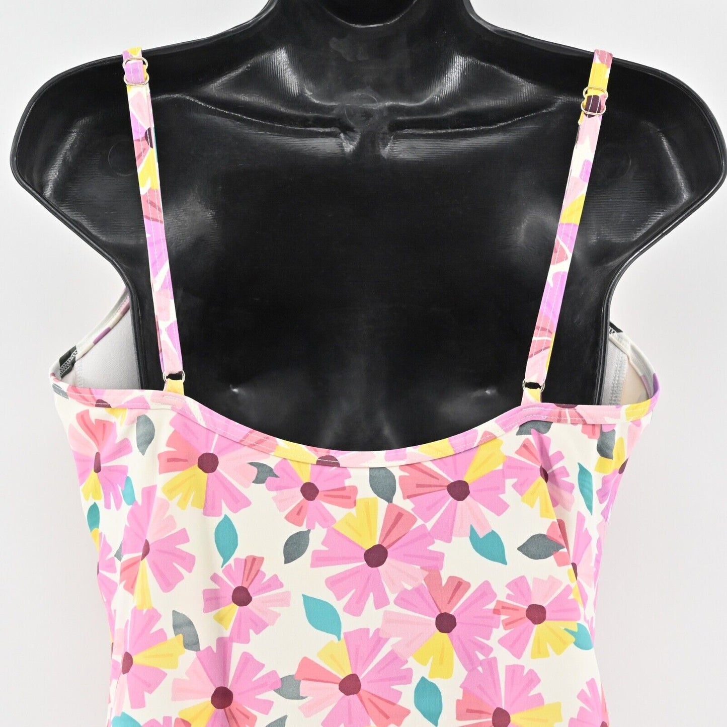 KATE SPADE Swimsuit Womens Sz L Pink Wallflower Ruched Spaghetti Strap One Piece