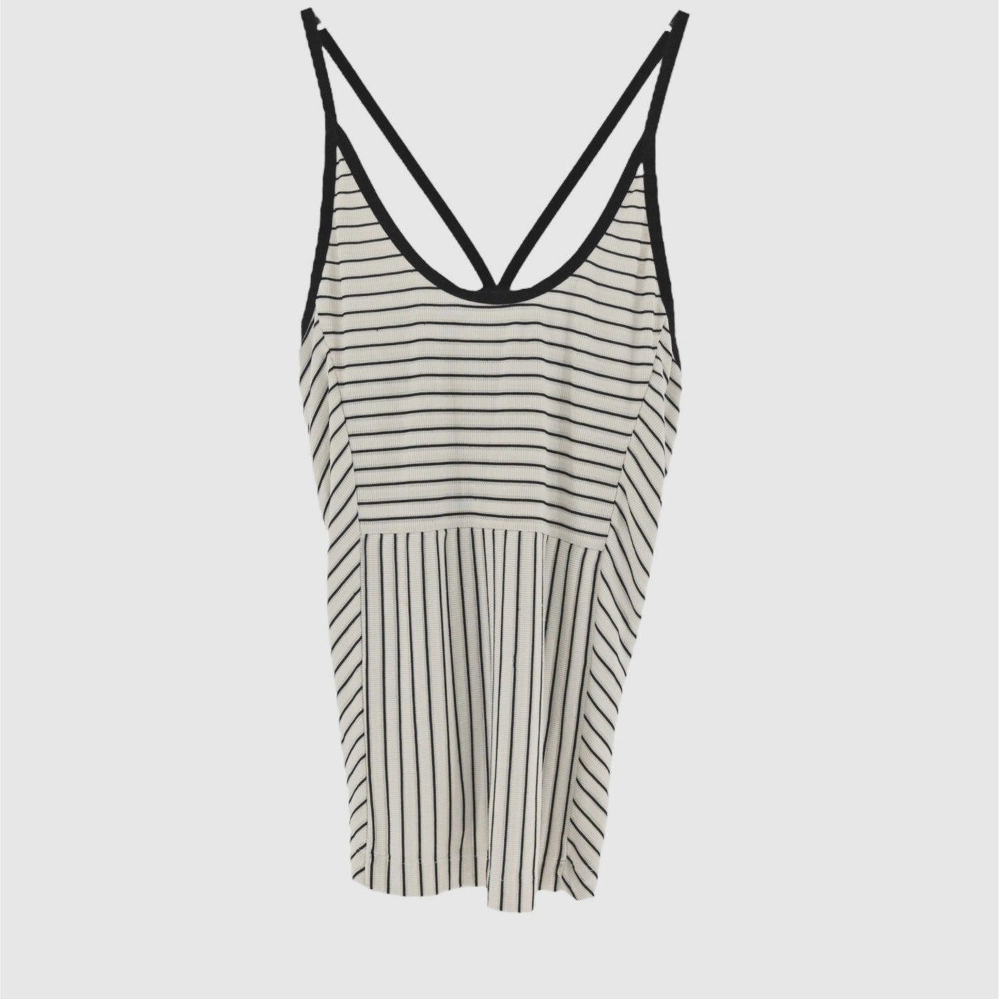 DEREK LAM 10C Womens Madison Ave Tank Top Size S ATHLETA White Black Stripe Gym