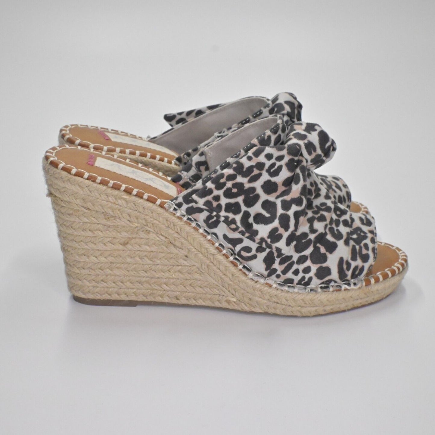 SUGAR Wedges Womens Size 10M Hundreds Espadrille Animal Print Twist Bow Mob Wife