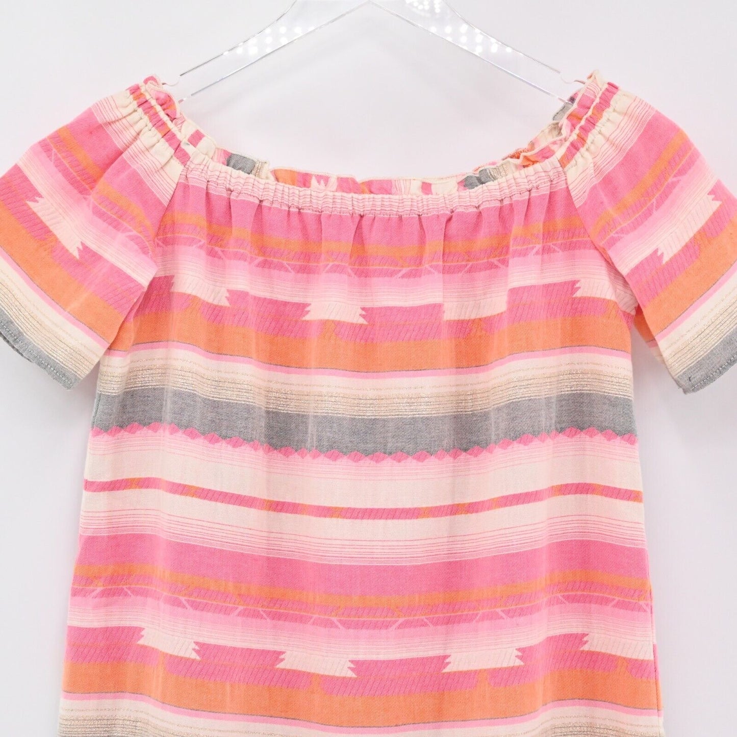 ANTHROPOLOGIE Dress Womens Sz XS Drew Pink Aztec Stripe OTS Cotton Southwestern