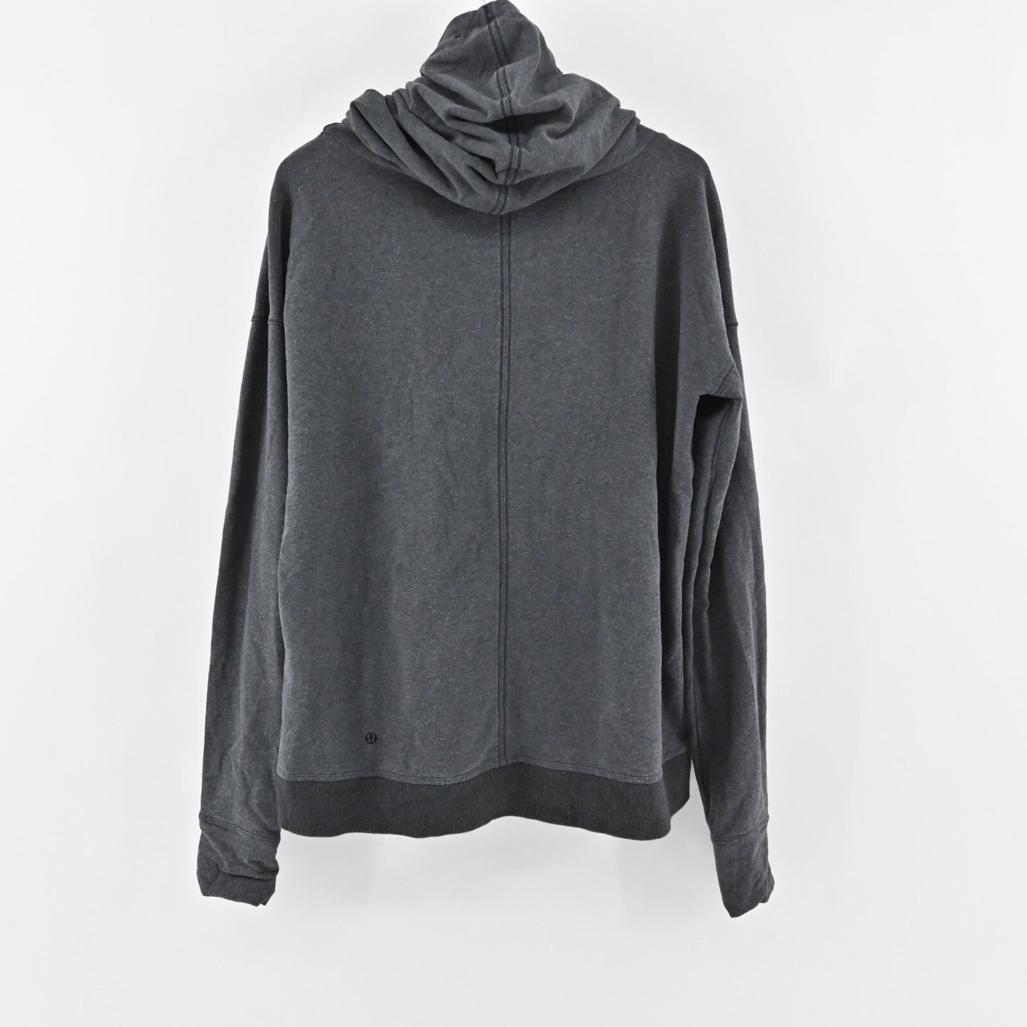 LULULEMON Womens Stress Less Sweatshirt Size 12 Funnel Neck Hoodie Dark Gray