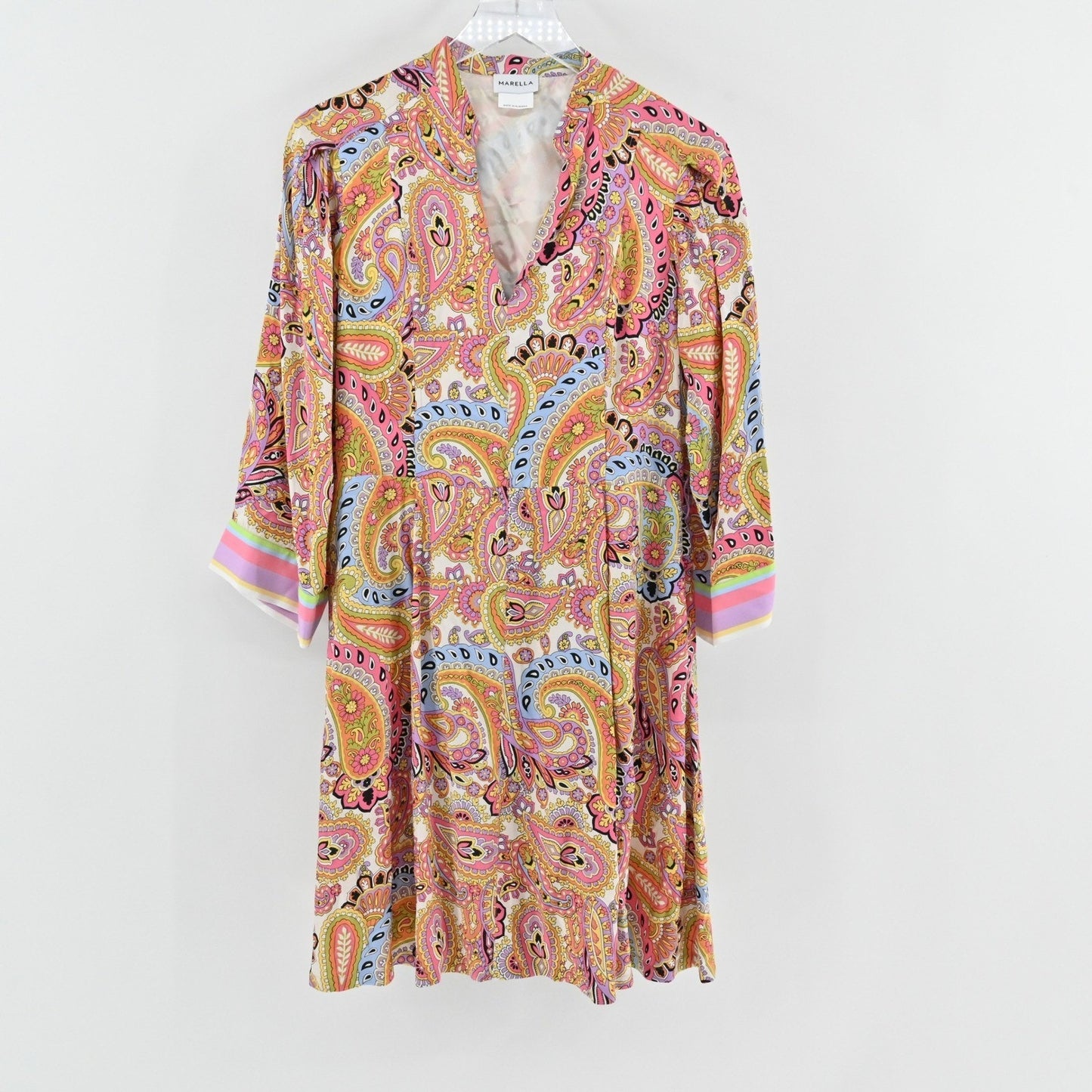 Marella Primavera Alacre Belted Paisley Dress Size 8 Wanderlust Kimono Sleeve