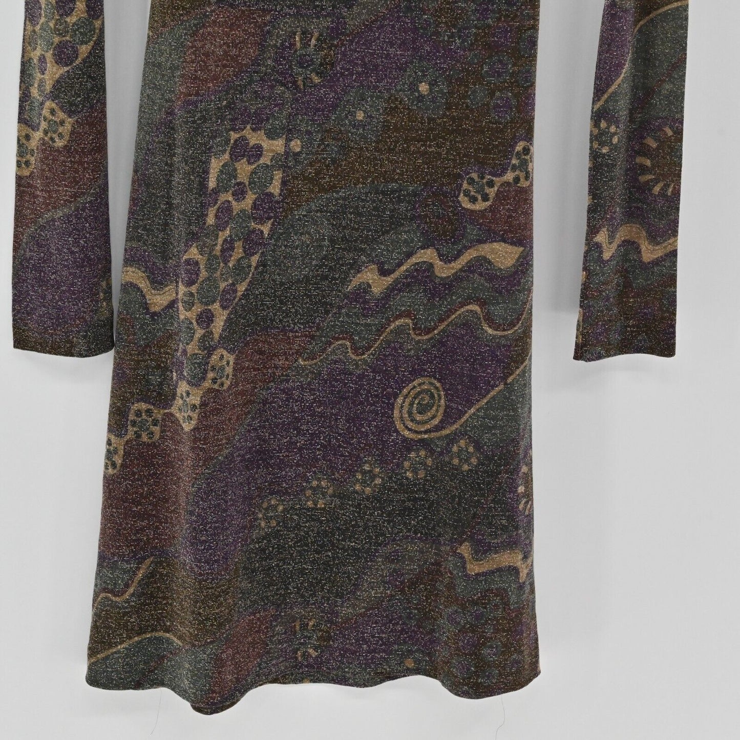 MALIPARMI Dress Womens Sz 46 US M Abito Jersey Wool Metallic Abstract Multi NEW