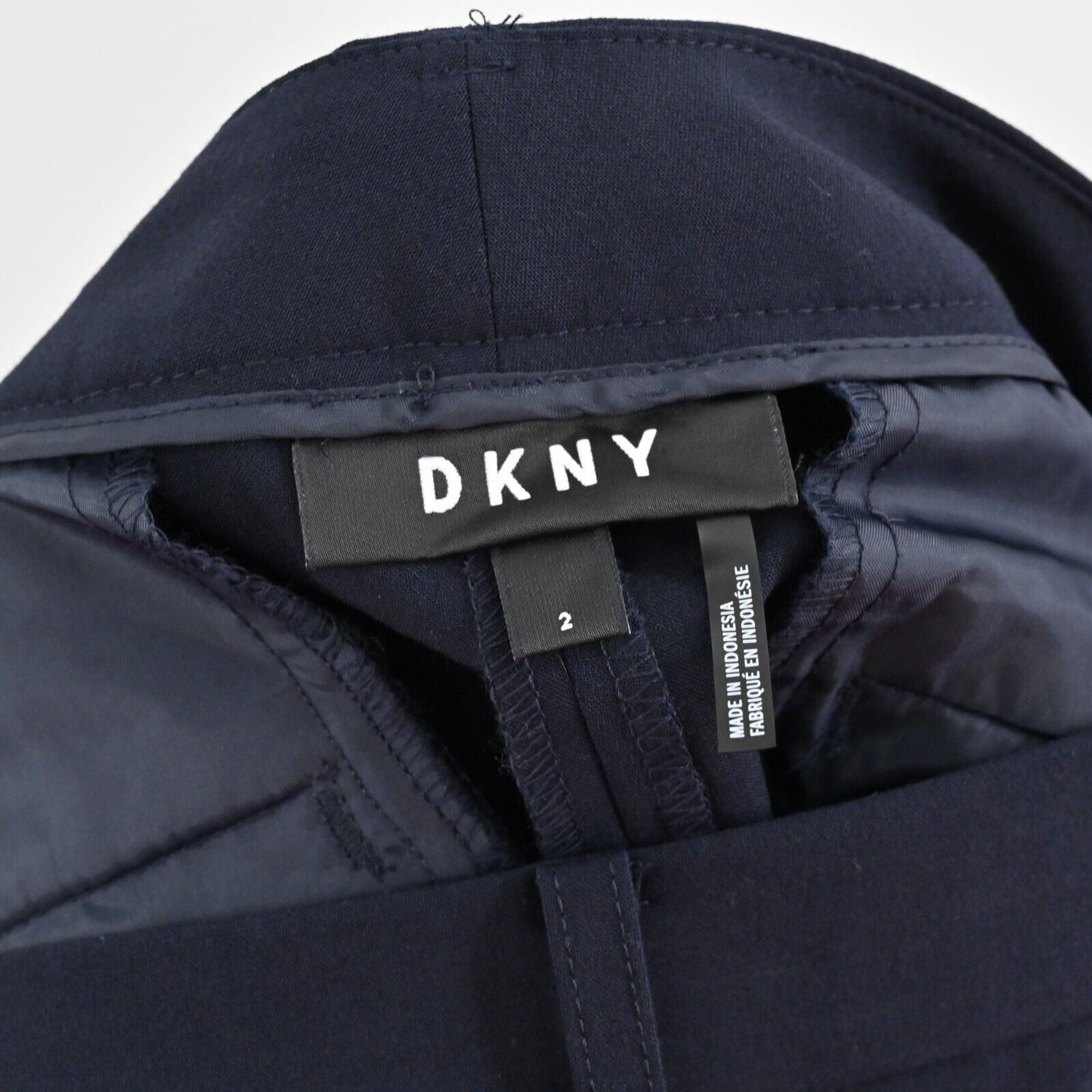 DKNY Pants Womens Sz 2 Navy Blue Straight Leg High Rise Classic Trousers Office