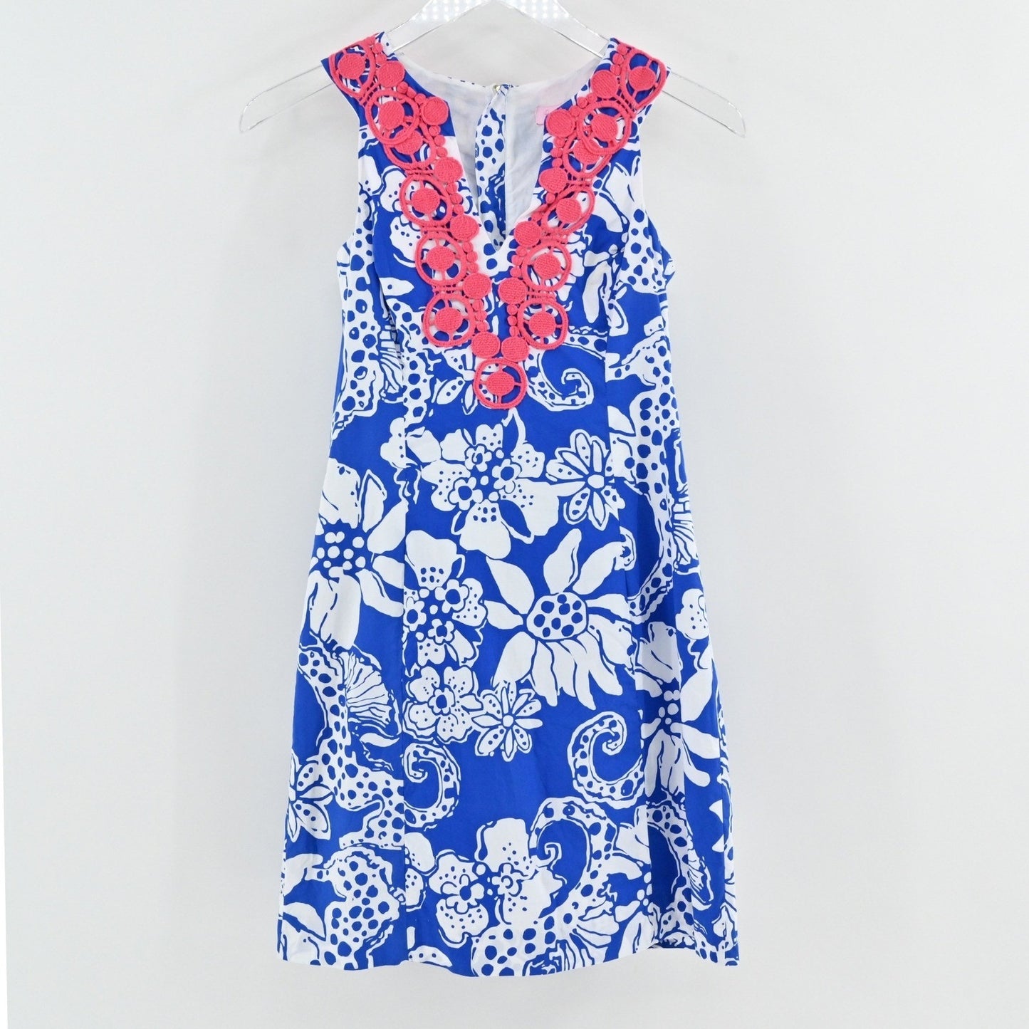Lilly Pulitzer Augusta Cotton Shift Dress Size 00 Blue Quahog Chowdah Seahorse