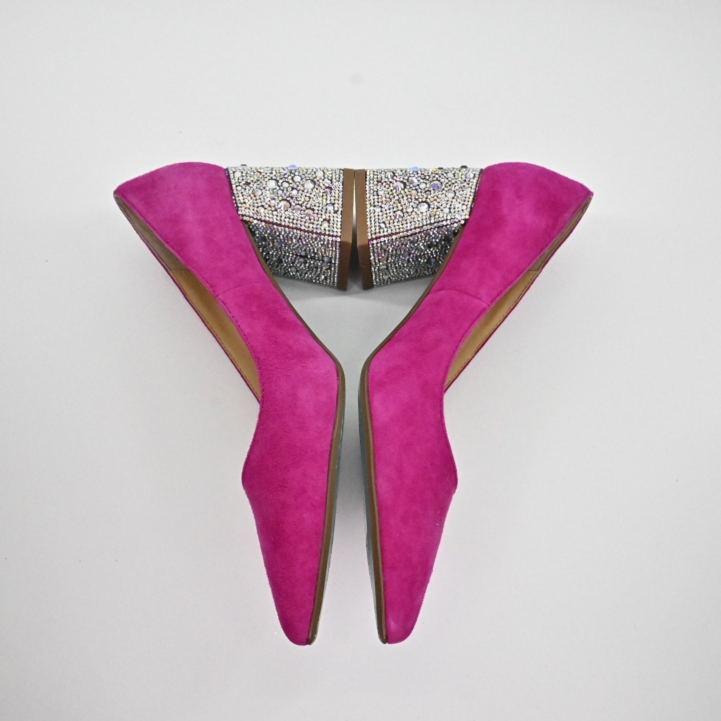 Betsey Johnson Womens Paige Suede Leather Heels Size 6.5M Pink Rhinestone Pumps