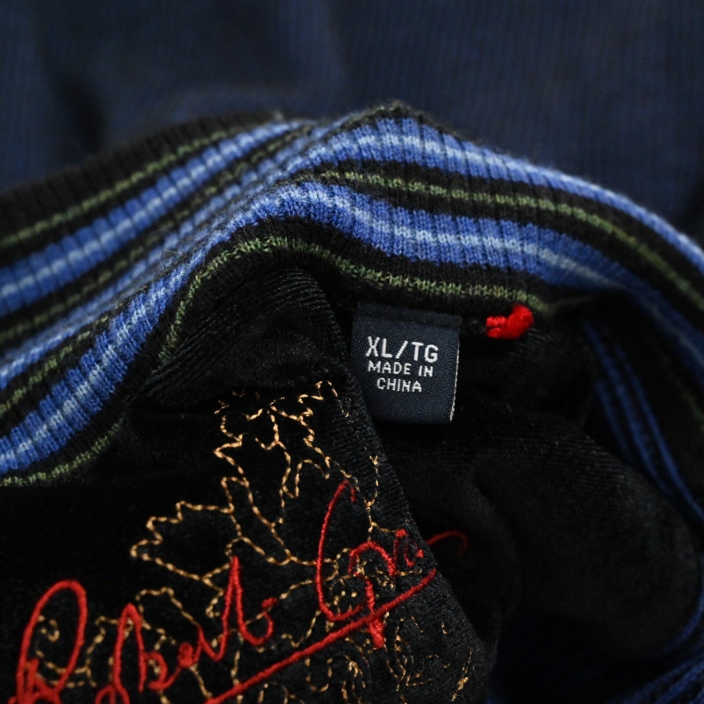 ROBERT GRAHAM Mens Blue Quarter Zip Sweater Sz XL Wool Waffle Knit Pullover Mock