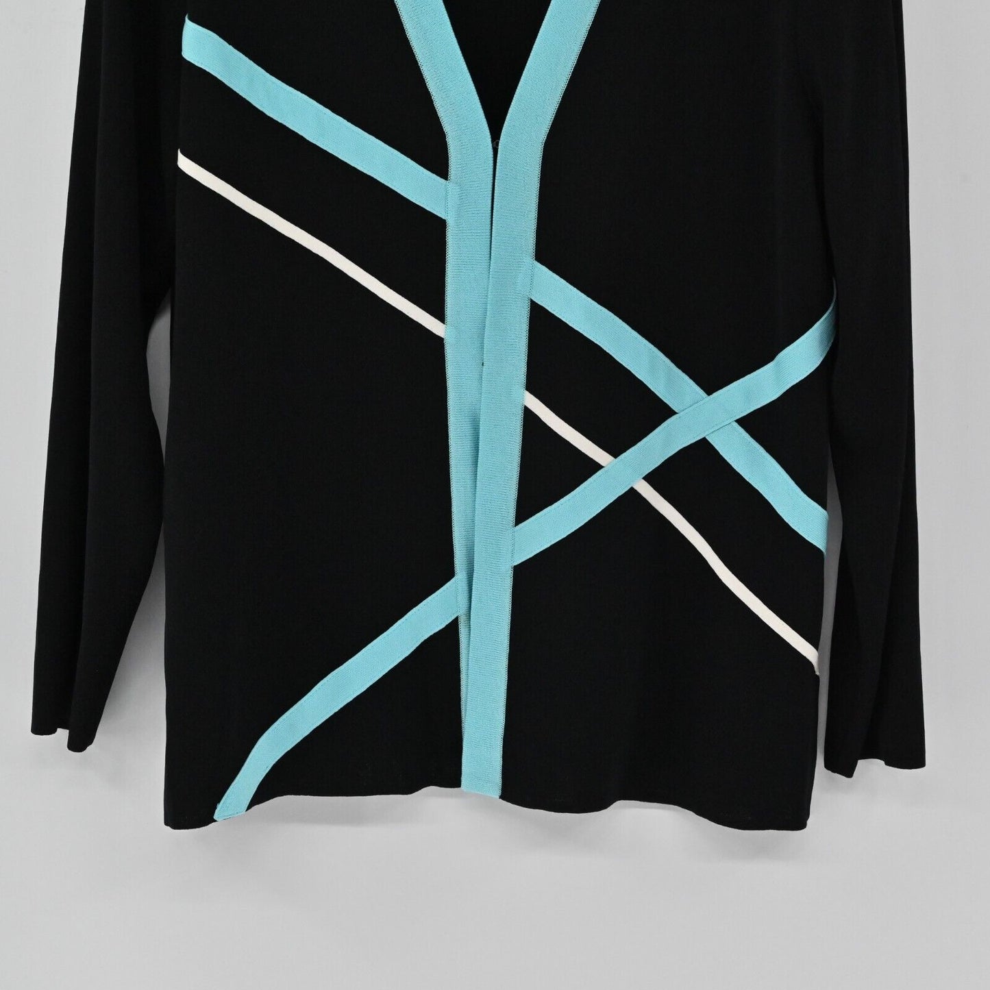 MISOOK Sweater Womens Size M Exclusively Knit Black Cardigan Blue Capsule Retro