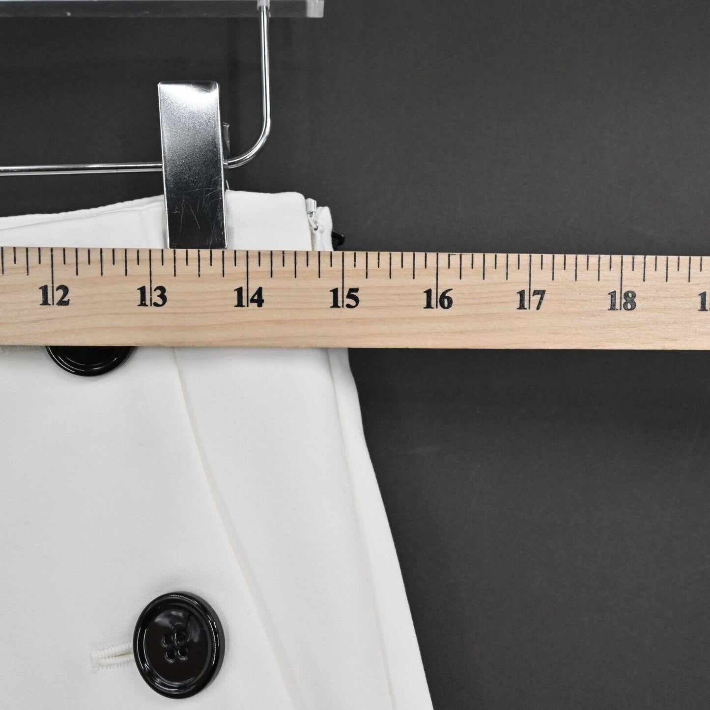 LES COPAINS Pants Womens Size 46 Sailor Button Milk White Solid High Rise NEW