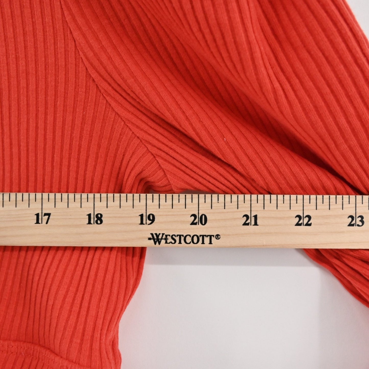 Free People Lala Cropped Top Size L Red Ribbed Puff Sleeve Mock Neck Vibrant