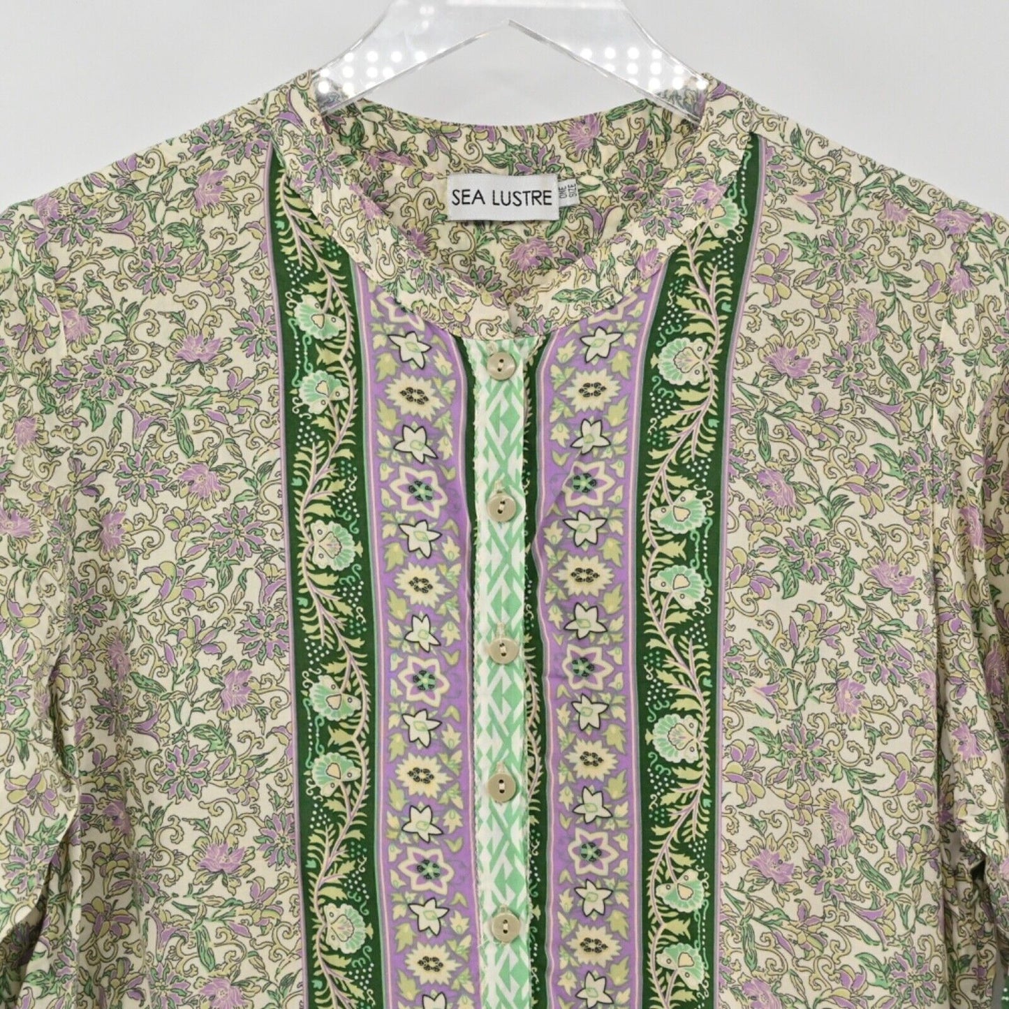 SEA LUSTRE Dress Womens One Size Green Floral Jet Setter Mini Tunis 3/4 Sleeve