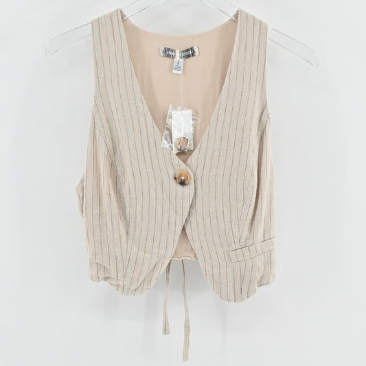 Urban Outfitters Womens Vest Top Size S Pinstripe Academia Preppy Linen Button