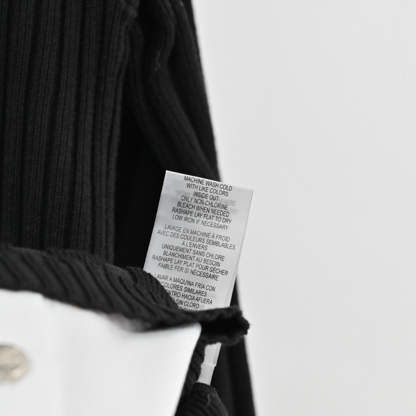Karl Lagerfeld Womens Twofer Ribbed Sweater Size S Black White Mixed Media Top