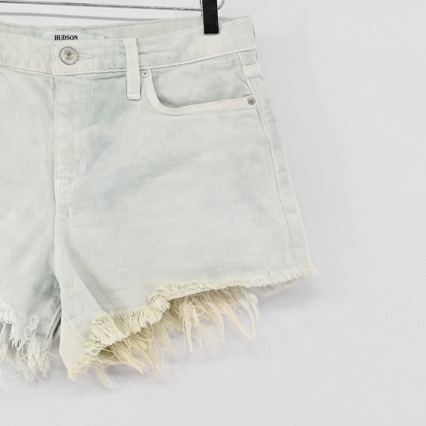 HUDSON Shorts Womens Size 29 Light Wash Denim Gemma High Rise Distressed Cut Off