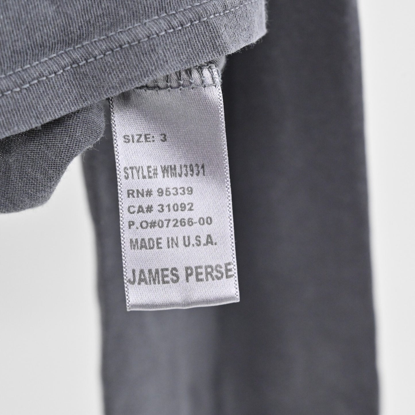 JAMES PERSE Top Womens Size 3/Large Gray Cotton Long Sleeve VNeck Shirt Standard