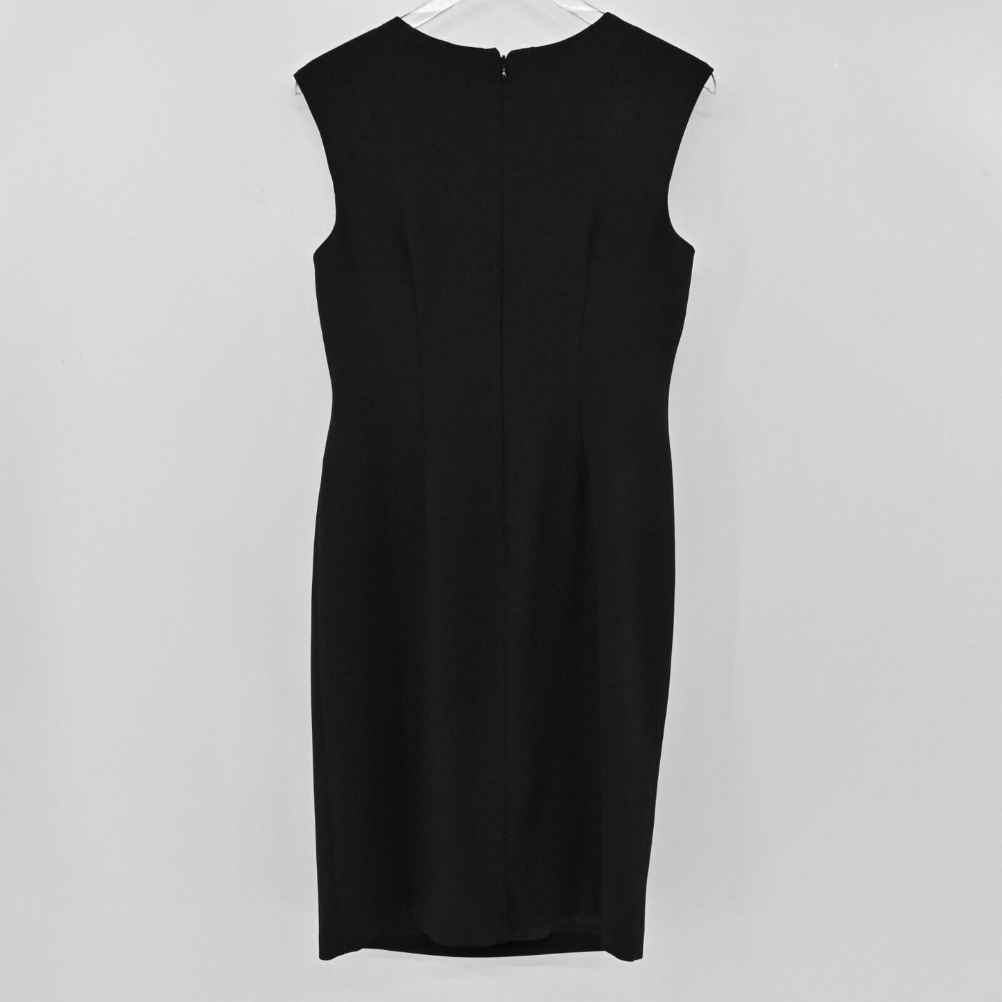 ADRIANNA PAPELL Dress Womens Size 10 Beaded Neck Solid Black Ruched Sleeveless