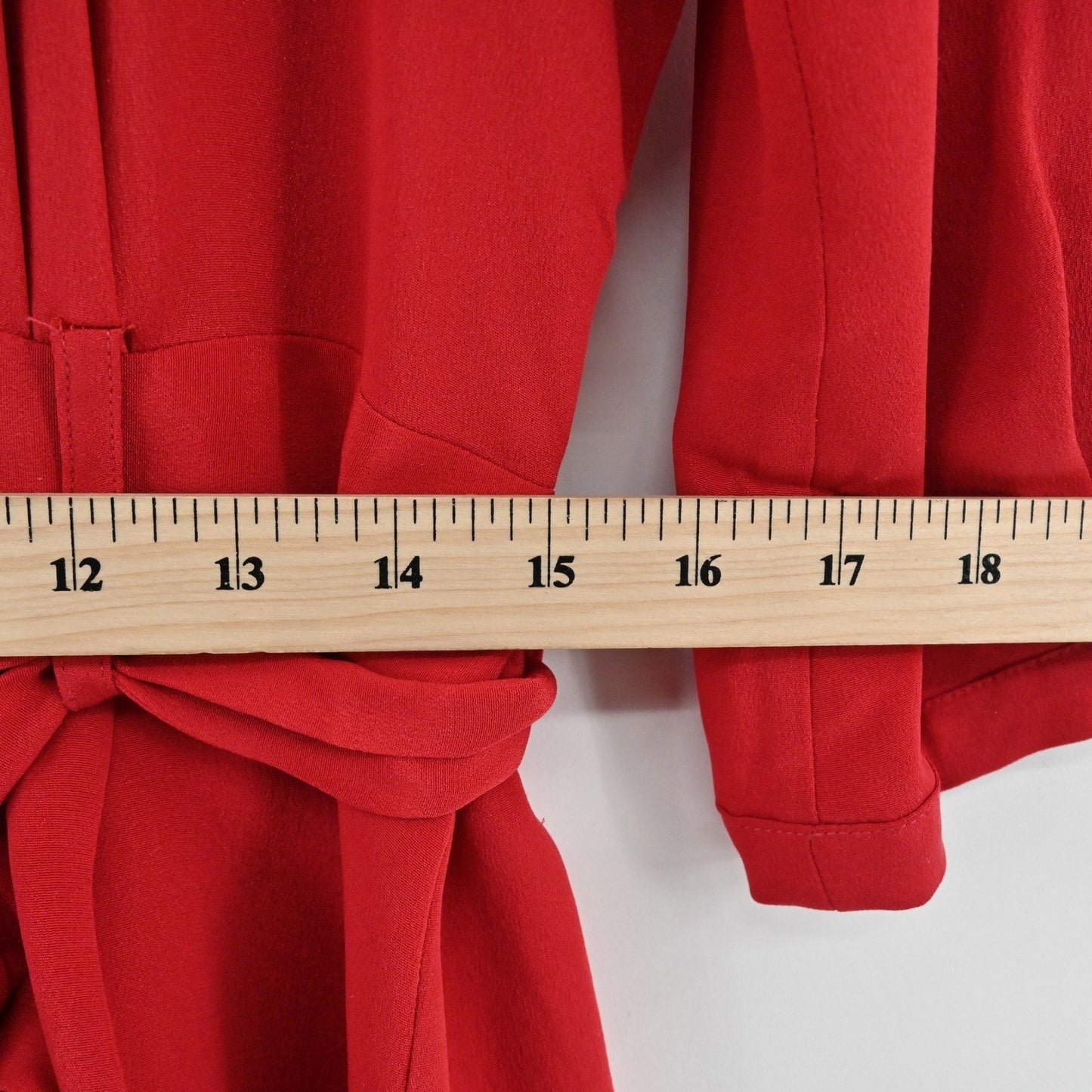 Mason Silk Shirt Dress Sz 4 Red Puff Sleeve Button Front Tie Belt Retro 50s USA