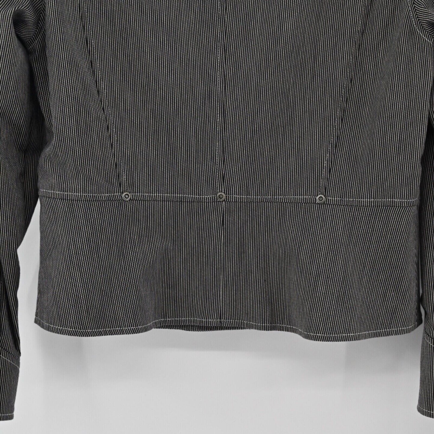 AUSTIN REED Jacket Womens Size 8 Canvas Black White Pinstripe Cotton Blend Retro