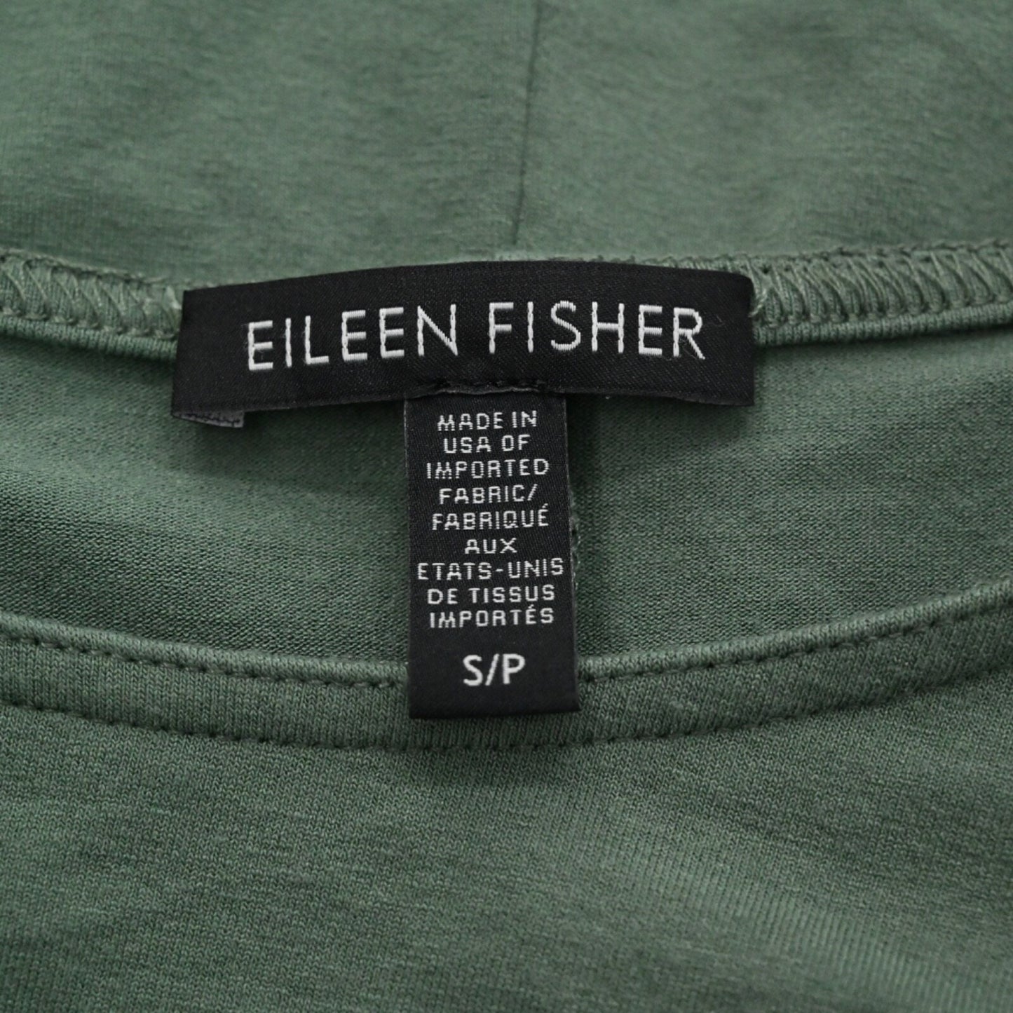 EILEEN FISHER Jersey Sage Green Dress Size S Lagenlook Shift Half Sleeve USA