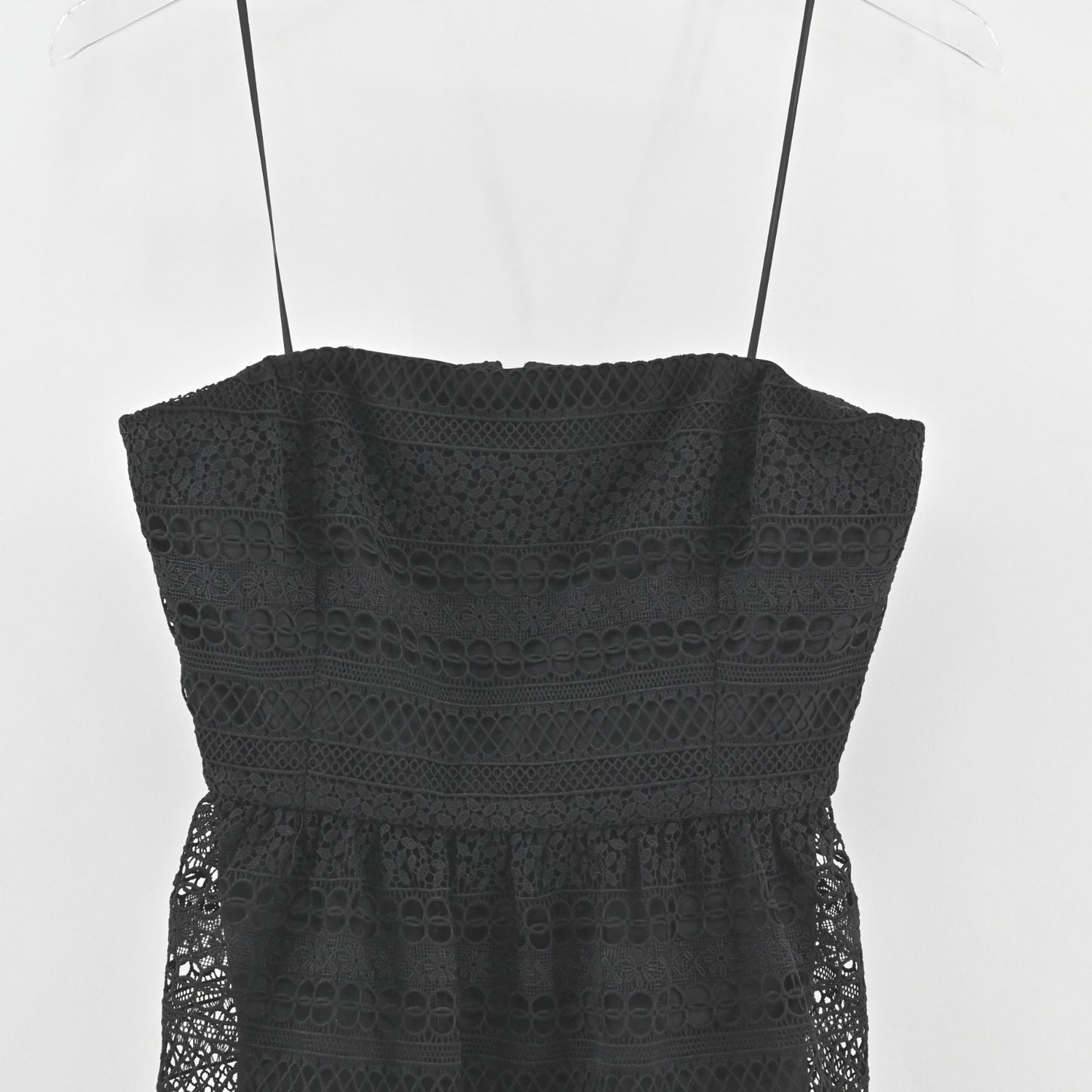 J Crew Collection Stanbury Strapless Midi Dress Size 4 Black Mixed Lace Overlay