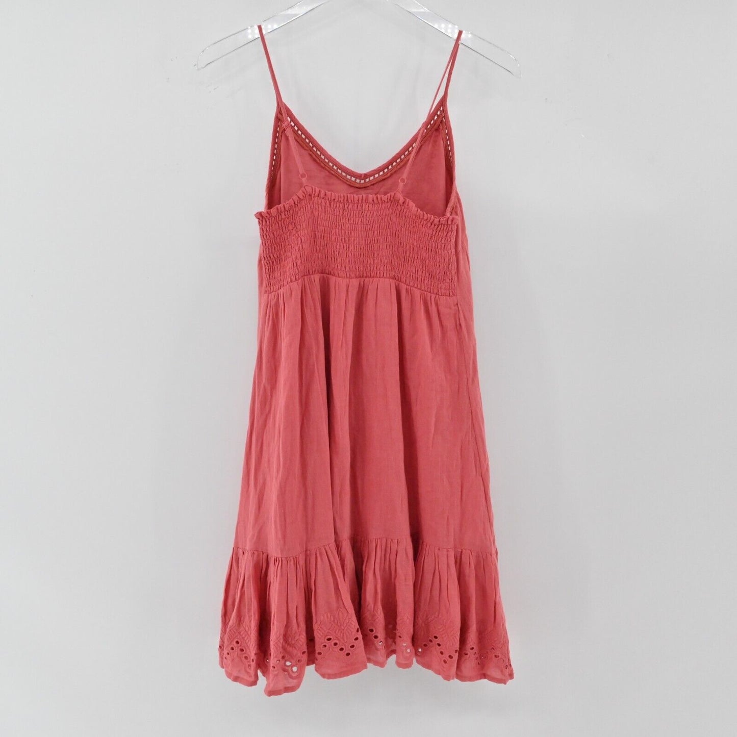 HOUSE OF HARLOW Dress Womens Size XS Coral Embroidered Eyelet Ruffle Tank Cotton