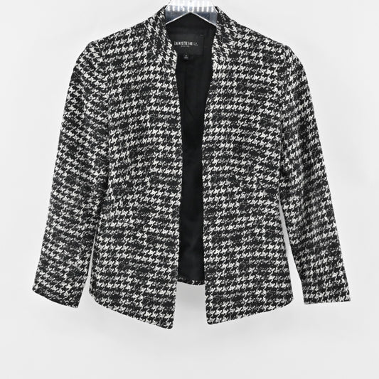 LAFAYETTE 148 Blazer Womens Sz 0 Petite Wool Blend Houndstooth Jacket Academia