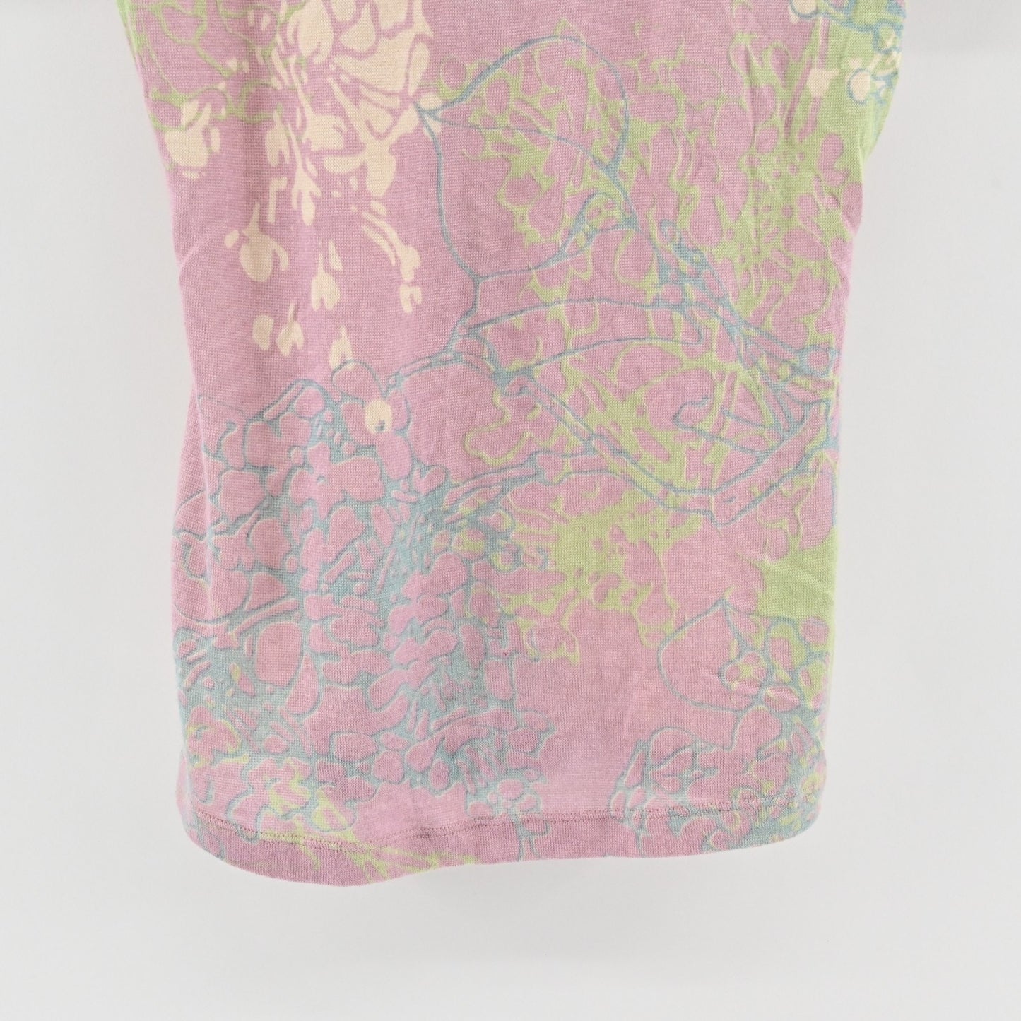 Pashma Womens Silk Cashmere Top Size S Pink Floral Scoop Neck Tee Y2k Boho India