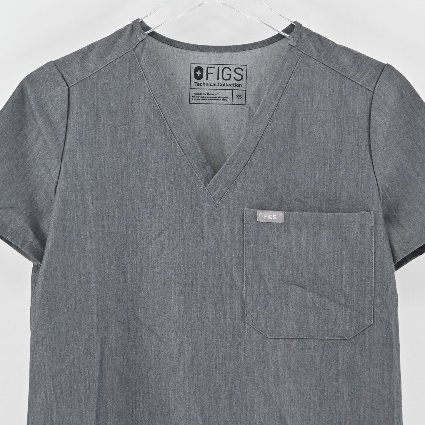 FIGS Womens Caterina Scrub Top Size XS Gray Technical Collection Stretch Pocket