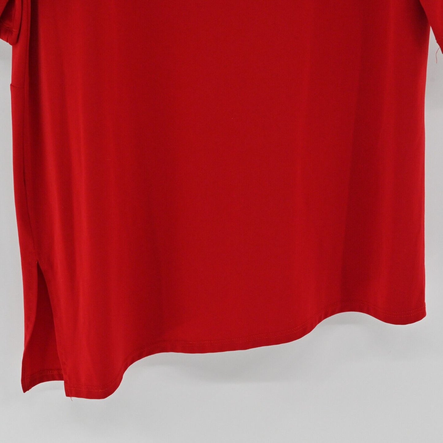 CLARA SUNWOO Dress Womens Size L Red Boat Neck Roll Tab Sleeve Asymmetric Shift