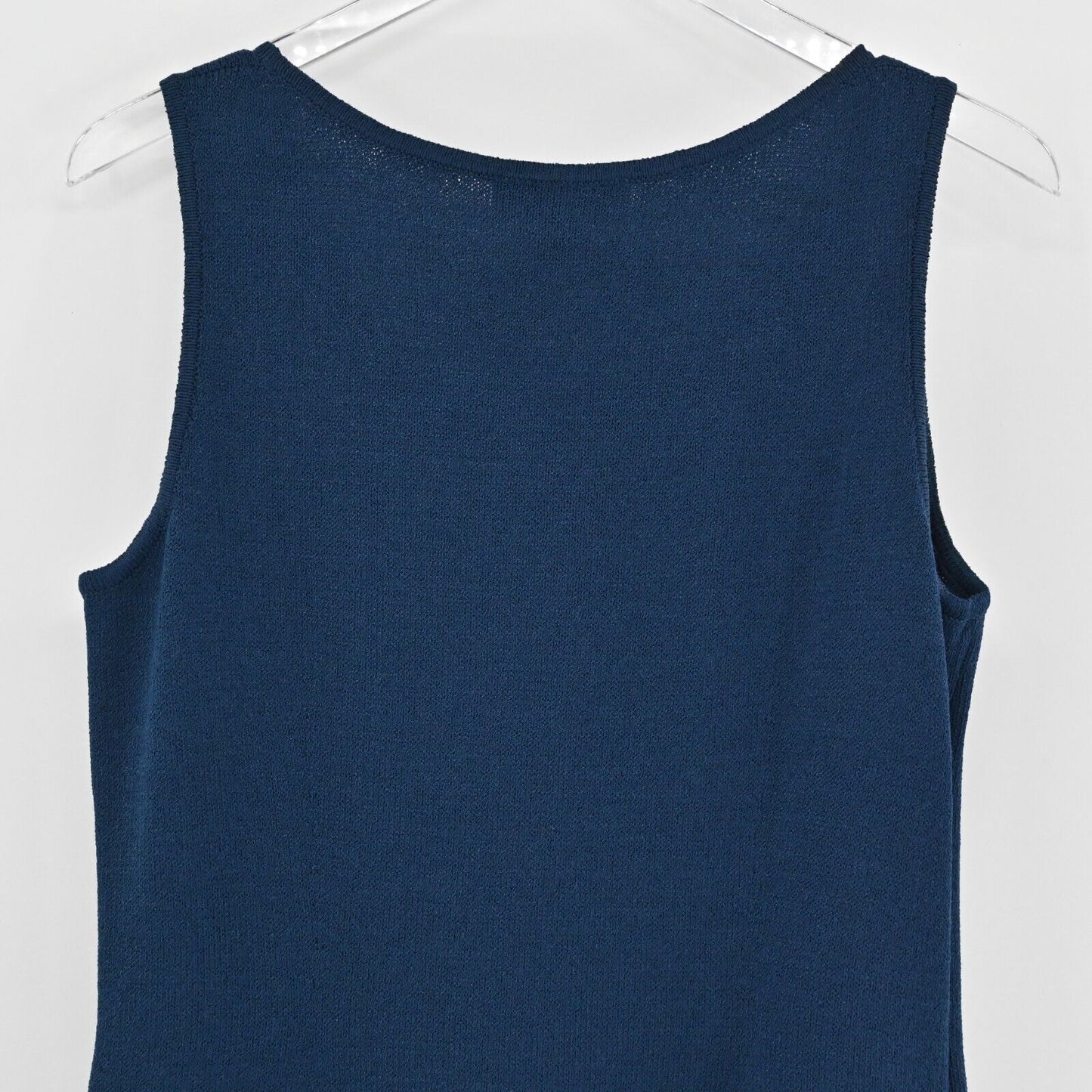 ST JOHN Dress Sz 8 Santana Knit Navy Sleeveless Wool Scoop Neck Corpcore Office