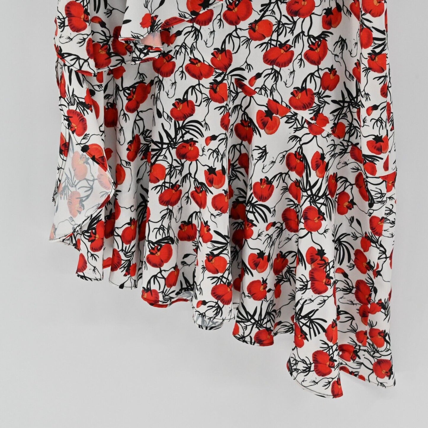 DELFI COLLECTIVE Dress Womens Sz S Zarina Midi Multi Floral Print Ruffle Detail