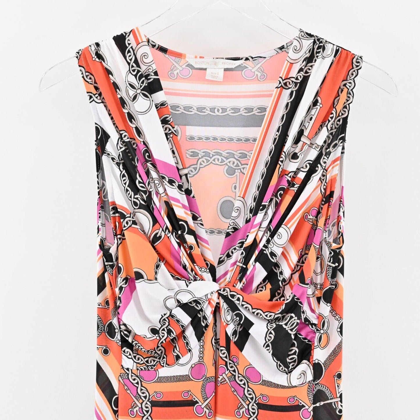 BOSTON PROPER Dress Size S Mediterranean Scarf Clementine Multicolor Knot Maxi