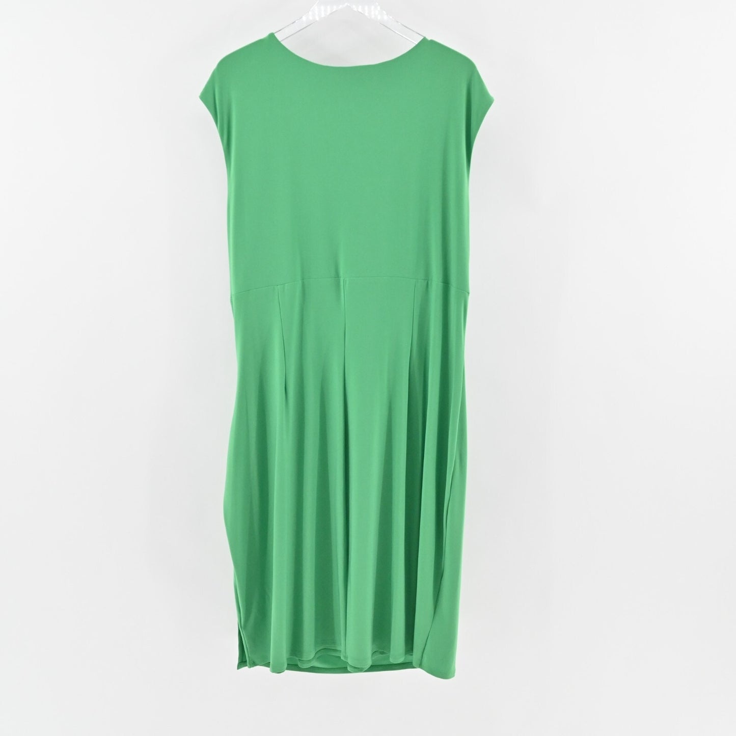 LAUREN RALPH LAUREN Dress Size 20W Solid Green VNeck Ruched Jersey Stretch LRL