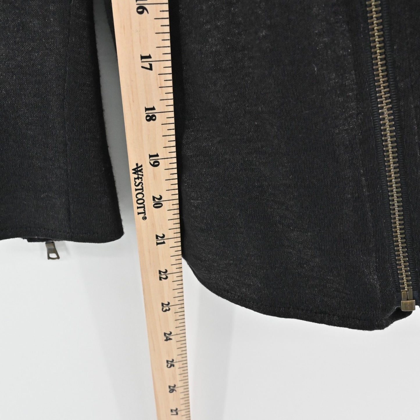 MONROW Jacket Womens Size M Black Linen Moto Asymmetrical Zip Front Rocker Chic