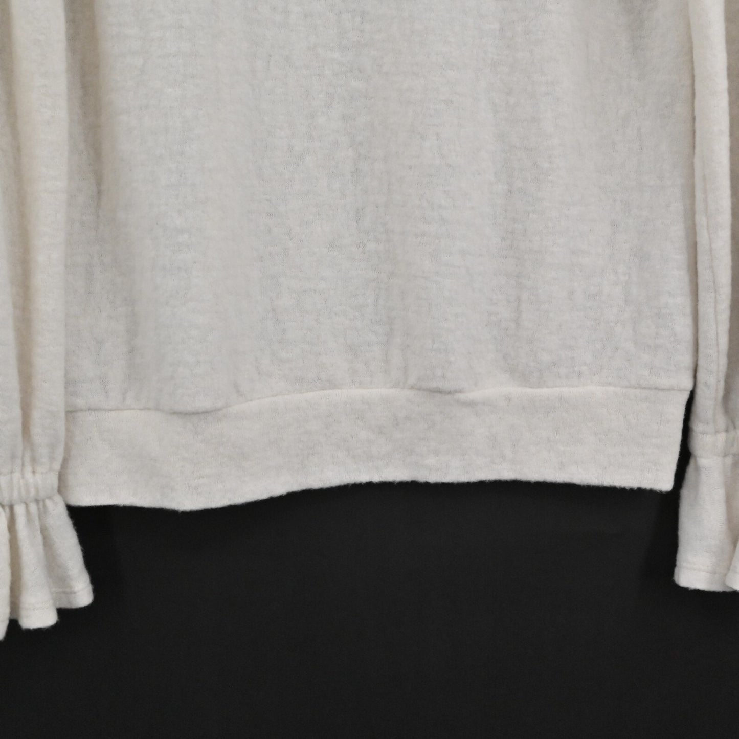 NWOT Anthropologie Sweater Eri Ali Sasha Hacci Top Cream SOFT Ruffle Cozy Size S