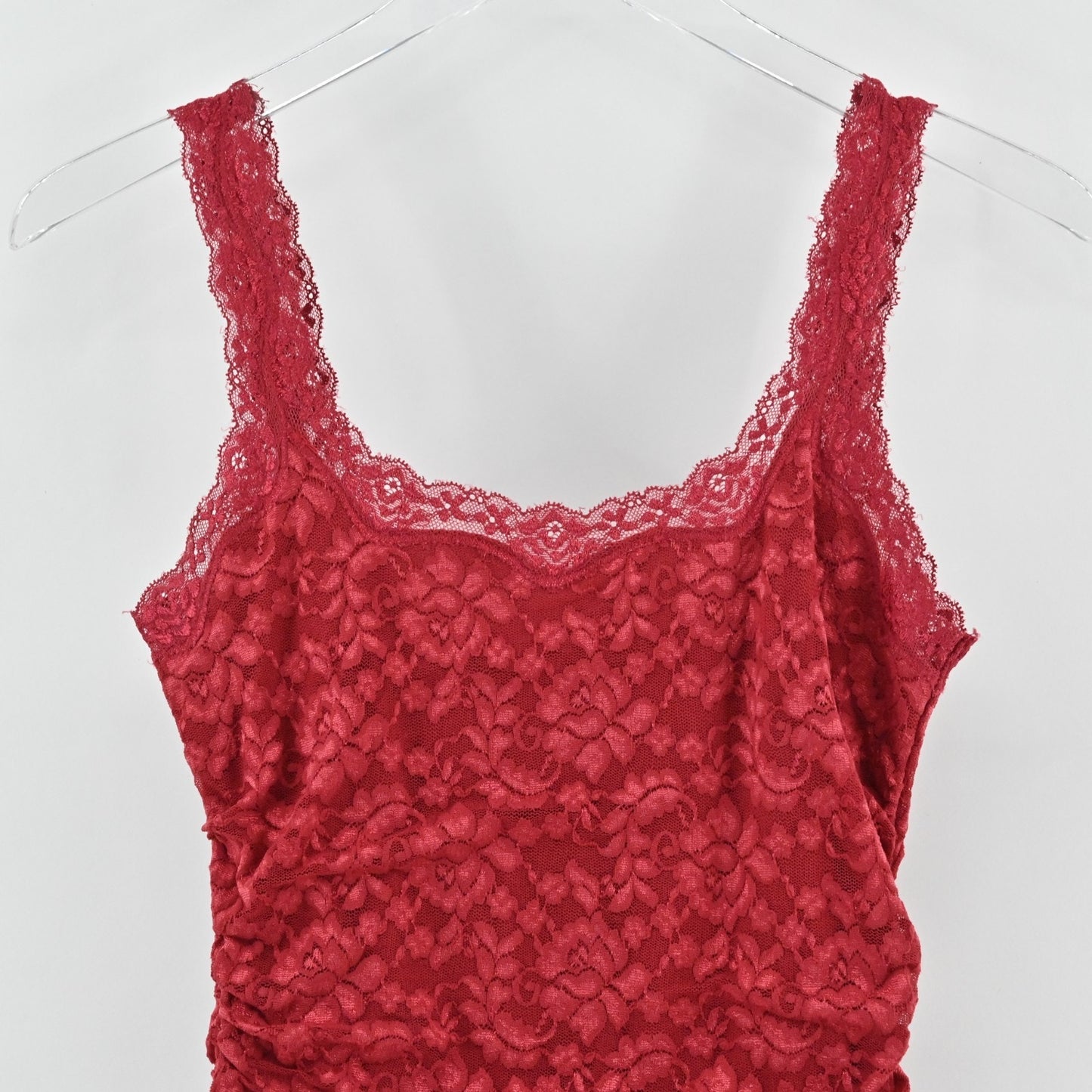Vtg Y2k Red Lace Mini Dress Size XS Ruched Coquette Elegant Siren Sexy Romantic
