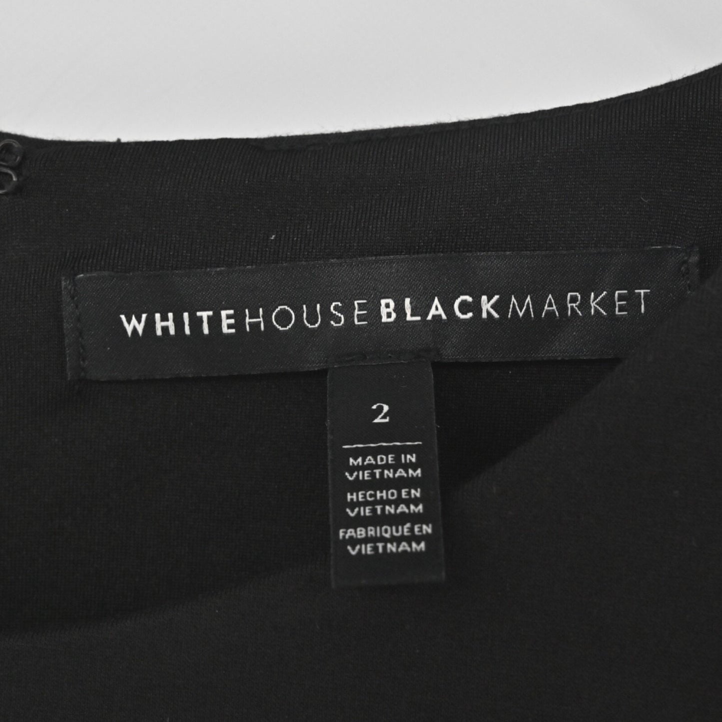 WHBM Sheath Dress Size 2 Black Sleeveless Tweed Trim Stripe Minimalist Elegant