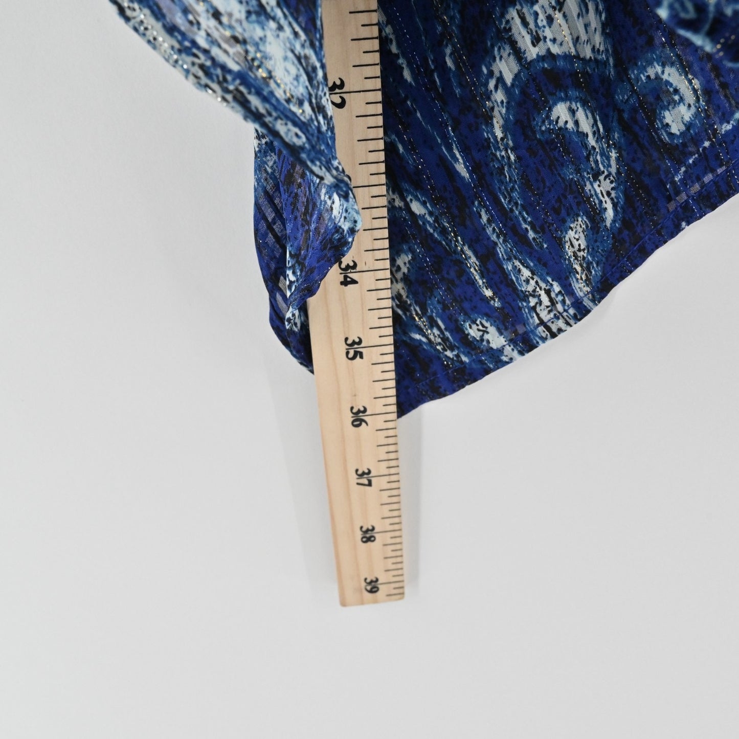 Bob Mackie Womens Kaftan Blue Top Size 3X Metallic Floral Wearable Art Flowy NEW
