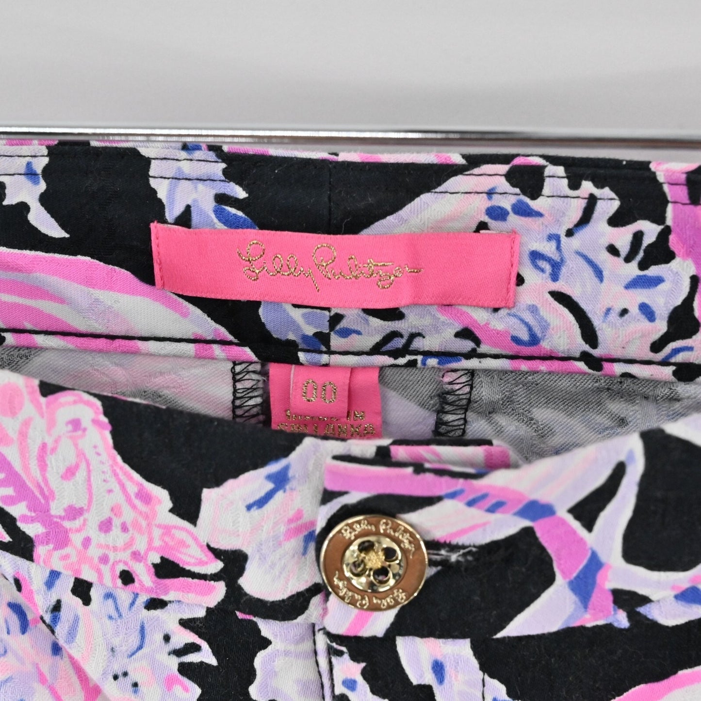 LILLY PULITZER Womens Kelly Pants Size 00 Skinny Ankle Onyx Wild Within Print