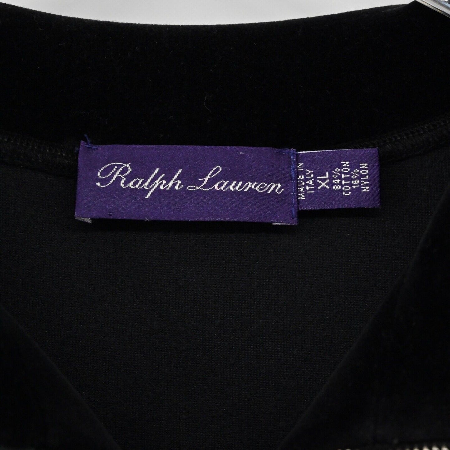 Vtg RALPH LAUREN Collection Track Suit Womens Sz XL Black Velour Purple Label