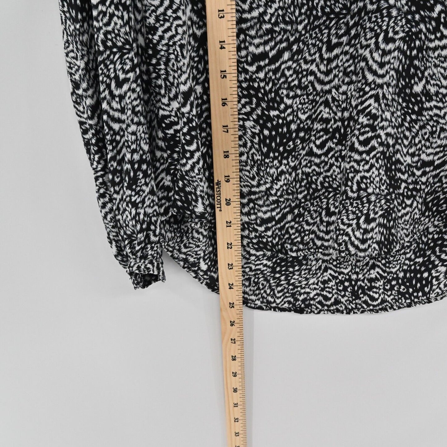 JOIE Top Womens Sz S Padma Silk Brushstroke Animal Print Long Sleeve Black White